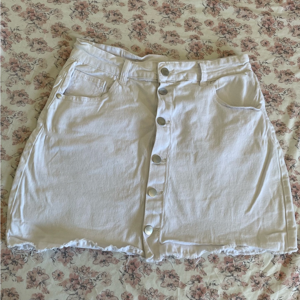 White Button Skirt